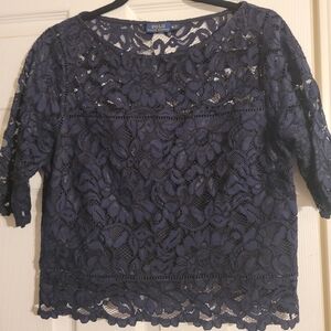 Ralph Lauren Women's Navy Lace Top